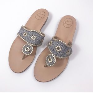 Jack Rogers Capri Grey Tweed Gold Sandals
